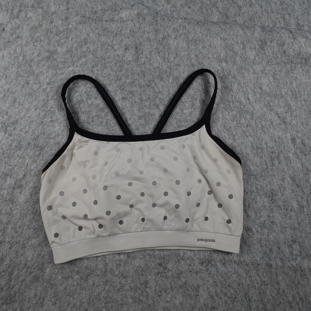 Patagonia Sports Bra Women Medium Gray Polka Dot Activewear Racerback Hiking